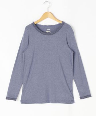 ＜スーパーハッカ フィーユ/super hakka feuille＞ 大きいサイズ フライスレース付長袖カット アンド ソーン(16950273)(クローバー) パープル(53) 【三越・伊勢丹/公式】