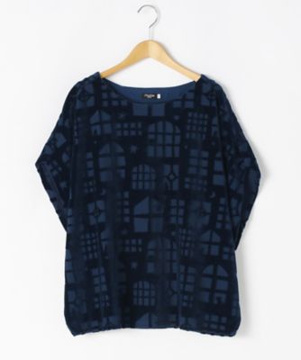 ＜マーブルシュッド/marble SUD＞ 大きいサイズ Windowカット アンド ソーン(238027F043238)(クローバー) ネイビー(59) 【三越・伊勢丹/公式】