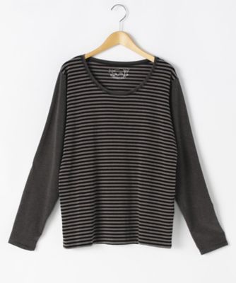 ＜マーブルシュッド/marble SUD＞ 大きいサイズ ラグウォームボーダーカット アンド ソーン(252027F043252)(クローバー) C.グレー(09) 【三越・伊勢丹/公式】