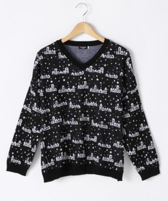 ＜マーブルシュッド/marble SUD＞ 大きいサイズ HOUSE ジャカードセーター(249047F012249)(クローバー) ブラック(02) 【三越・伊勢丹/公式】