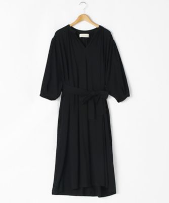 ＜リントゥラウル＞ 大きいサイズ リボン付きカット アンド ソーンワンピース(LNT-317)(クローバー) ブラック 【三越・伊勢丹/公式】