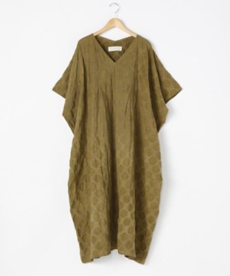 ＜リントゥラウル＞ 大きいサイズ ビッグドットワンピース(LNT-370)(クローバー) カラシ 【三越・伊勢丹/公式】
