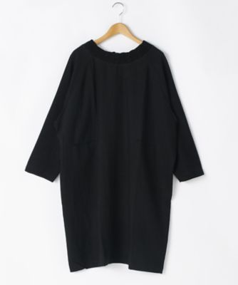 ＜リントゥラウル＞ 大きいサイズ ケーブルニット衿ワンピース(LNT-237)(クローバー) ブラック 【三越・伊勢丹/公式】