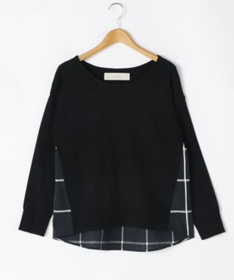＜リントゥラウル＞ 大きいサイズ 異素材バックコンビニット(LNT-230)(クローバー) ブラック 【三越・伊勢丹/公式】