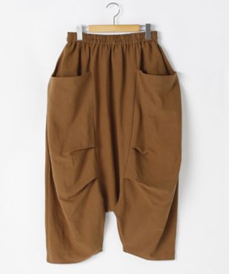 ＜リントゥラウル＞ 大きいサイズ ビッグポケット立体サルエルパンツ(LNT-364)(クローバー) キャメル 【三越・伊勢丹/公式】