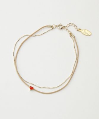 ＜Lilou（リル）＞ 大きいサイズ ハート モチーフ アンクレット(5010325) ベージュxレッド 【三越・伊勢丹/公式】