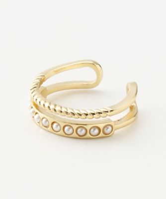 ＜Lilou（リル）＞ 大きいサイズ レイヤー ルック リング(5010427) パール 【三越・伊勢丹/公式】