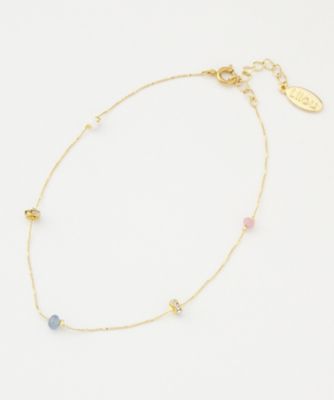 ＜Lilou（リル）＞ 大きいサイズ スリー ストーン アンクレット(5010409) ライトブルーxピンク 【三越・伊勢丹/公式】