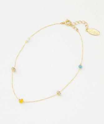 ＜Lilou（リル）＞ 大きいサイズ スリー ストーン アンクレット(5010409) イエローxブルー 【三越・伊勢丹/公式】