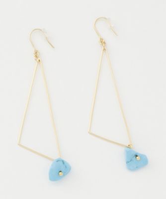 ＜Lilou（リル）＞ 大きいサイズ トライアングル ストーン ピアス(5010415) ターコイズ 【三越・伊勢丹/公式】