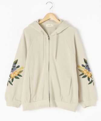 ＜スーパーハッカ フィーユ/super hakka feuille＞ 大きいサイズ バルキーフラワー刺繍裏毛パーカ(16940173)(クローバー) ベージュ(31) 【三越・伊勢丹/公式】