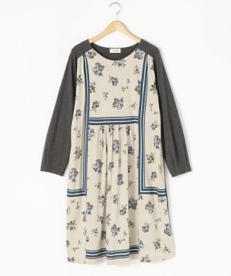 ＜スーパーハッカ フィーユ/super hakka feuille＞ 大きいサイズ スプリンクルフラワースカーフプリントワンピース(16921173)(クローバー) ベージュ(31) 【三越・伊勢丹/公式】