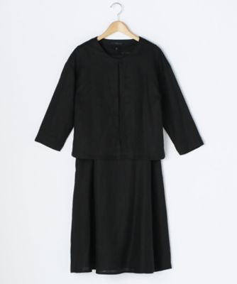 ＜ルウナミウ＞ 大きいサイズ ジャケット+ワンピースアンサンブル【11BR~13BR】(YCL-047)(クローバー) ブラック(05) 【三越・伊勢丹/公式】