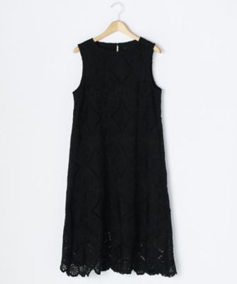 ＜ルウナミウ＞ 大きいサイズ ラッセルレースノースリーブワンピース【11BR~13BR】(YCL-052b)(クローバー) ブラック(05) 【三越・伊勢丹/公式】