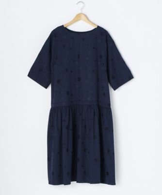 ＜ルウナミウ＞ 大きいサイズ ドットギャザーワンピース【11BR~13BR】(YCL-060)(クローバー) ネイビー(75) 【三越・伊勢丹/公式】