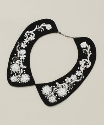 ＜ラコルテ＞ 大きいサイズ 立体花刺繍つけ衿(ISー003) クロ 【三越・伊勢丹/公式】