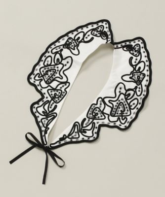 ＜ラコルテ＞ 大きいサイズ ジャバラ刺繍つけ衿(LCー050) シロ 【三越・伊勢丹/公式】