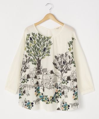 ＜スーパーハッカ フィーユ/super hakka feuille＞ 大きいサイズ 冬のお庭刺しゅうブラウス(16150174)(クローバー) キナリ(21) 【三越・伊勢丹/公式】