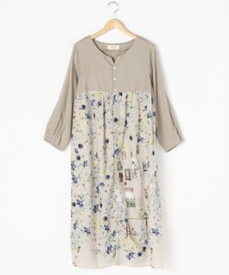 ＜スーパーハッカ フィーユ/super hakka feuille＞ 大きいサイズ アトリエフラワープリントワンピース(16125674)(クローバープラス) ベージュ(31) 【三越・伊勢丹/公式】