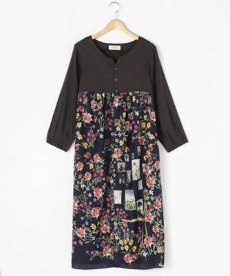 ＜スーパーハッカ フィーユ/super hakka feuille＞ 大きいサイズ アトリエフラワープリントワンピース(16125674)(クローバープラス) ネイビー(61) 【三越・伊勢丹/公式】