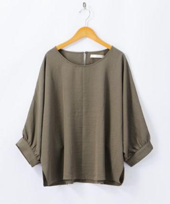 ＜AS KNOW AS olaca/アズ ノゥ アズ オオラカ＞ 大きいサイズ ドルマンプルオーバー(OB1375)(クローバー) カーキ 【三越・伊勢丹/公式】