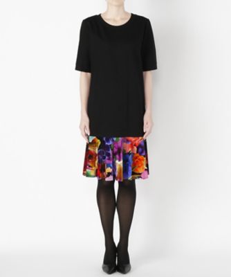 【SALE（三越）】＜イリエウォッシュ/IRIE WASH＞ 花柄ベロア ドレス WLFR02 フラワー柄xクロ 【三越・伊勢丹/公式】