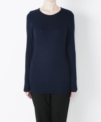 【SALE（伊勢丹）】＜スリードッツ/Three Dots＞ ラウンドネックカット アンド ソーン 005-JY2025 ネイビー 【三越・伊勢丹/公式】