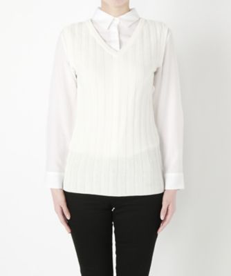 ＜SALT＋＞ リブノースリーブニット(406005) ホワイト 【三越・伊勢丹/公式】