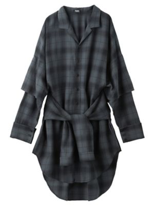 ＜PAMEO?POSE/パメオポーズ＞ THREE SISTERS PLAID SHIRT COAT(231750300001) BLK(09) 【三越・伊勢丹/公式】