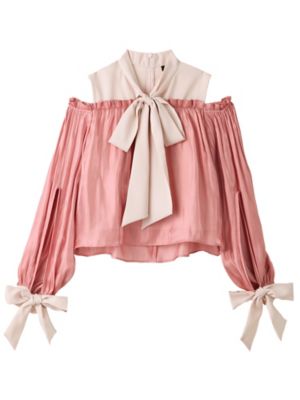 ＜PAMEO?POSE/パメオポーズ＞ BOW COLLAR SATIN TOP(231750400101) 【三越・伊勢丹/公式】