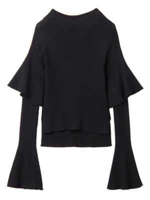 ＜PAMEO?POSE/パメオポーズ＞ DOUBLE BELL SLEEVE KNIT TOP(231752600301) BLK(09) 【三越・伊勢丹/公式】