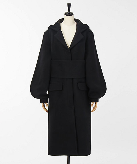 ＜Lautashi＞ hooded coat(la_fw02) black 【三越・伊勢丹/公式】