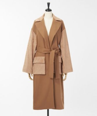 ＜Lautashi＞ suede combi coat(la_fw03) camel 【三越・伊勢丹/公式】