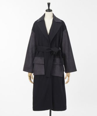 ＜Lautashi＞ suede combi coat(la_fw03) navy 【三越・伊勢丹/公式】