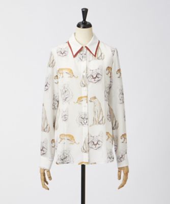 ＜Lautashi＞ feline shirts(la_fw12) white 【三越・伊勢丹/公式】