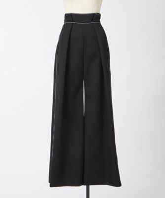 ＜Lautashi＞ stitched wide leg pants(la_fw23) black 【三越・伊勢丹/公式】