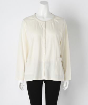 【SALE（伊勢丹）】＜Beach Cafe＞ 大きいサイズ &starf;カット アンド ソーンカーディガン(71131)(クローバープラス) ホワイト(01) 【三越・伊勢丹/公式】