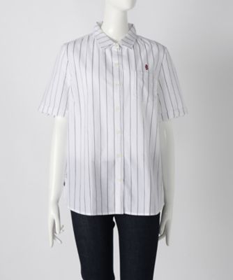 ＜BEACH CAFE LIMITED EDITION＞ 大きいサイズ &starf;ストライプブラウス(17013)(クローバー/クローバープラス) ネイビー(75) 【三越・伊勢丹/公式】