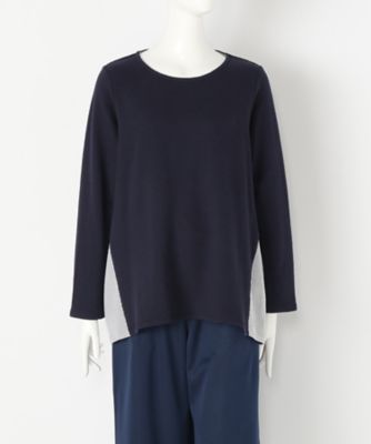 【SALE（伊勢丹）】＜Soso＞ 大きいサイズ リップルニットストライプ切替プルオーバー(SOKGI01069)(クローバー) ネイビー(60) 【三越・伊勢丹/公式】