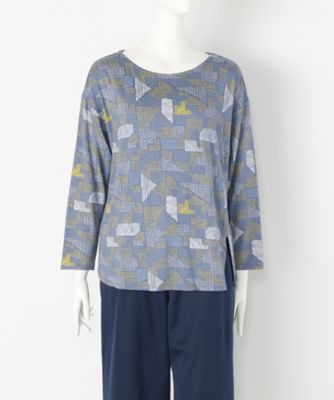 【SALE（伊勢丹）】＜Soso＞ 大きいサイズ モザイク柄プリントスリット入りカット アンド ソーン(SOKGI02079)(クローバー) ネイビー(60) 【三越・伊勢丹/公式】