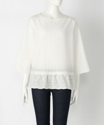 【SALE（伊勢丹）】＜Soso＞ 大きいサイズ スカラップ刺繍ブラウス(SOBGI03079)(クローバー) シロ(05) 【三越・伊勢丹/公式】