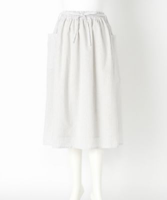 【SALE（伊勢丹）】＜Soso＞ 大きいサイズ 綿麻ストライプスカート(SOHGI05110)(クローバー) シロ(05) 【三越・伊勢丹/公式】
