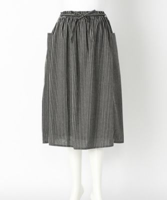 【SALE（伊勢丹）】＜Soso＞ 大きいサイズ 綿麻ストライプスカート(SOHGI05110)(クローバー) クロ(01) 【三越・伊勢丹/公式】