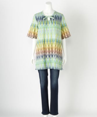 ＜BEACH CAFE LIMITED EDITION＞ 大きいサイズ &starf;<ビーチカフェ L.E.>リボンチュニック(17044)(クローバー/クローバープラス) グリーン 【三越・伊勢丹/公式】