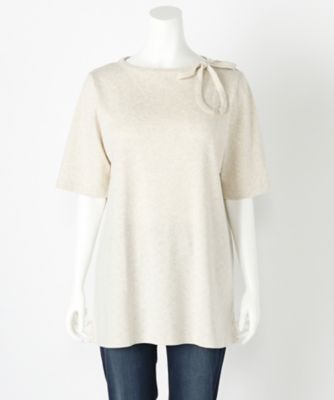 ＜BEACH CAFE LIMITED EDITION＞ 大きいサイズ &starf;<ビーチカフェ L.E.>衿リボンチュニック(17035)(クローバー/クローバープラス) キナリ 【三越・伊勢丹/公式】