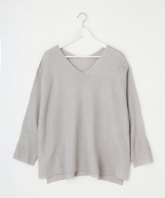 【SALE（伊勢丹）】＜Pale h'（ペールアッシュ）＞ 大きいサイズ 2WAY Vネックニットプルオーバー(PH17-SK06)(クローバー) グレー(24) 【三越・伊勢丹/公式】