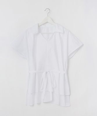 【SALE（伊勢丹）】＜Pale h'（ペールアッシュ）＞ 大きいサイズ サッシュ付ブラウス(PH17-SFS01)(クローバー) ホワイト(01) 【三越・伊勢丹/公式】