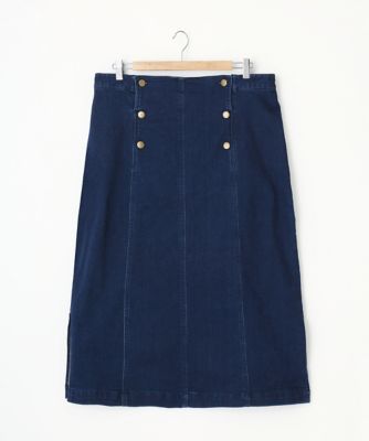 ＜Pale h'（ペールアッシュ）＞ 大きいサイズ ストレッチデニムロングスカート(PH17-SFSK05)(クローバー) インディゴ(13) 【三越・伊勢丹/公式】