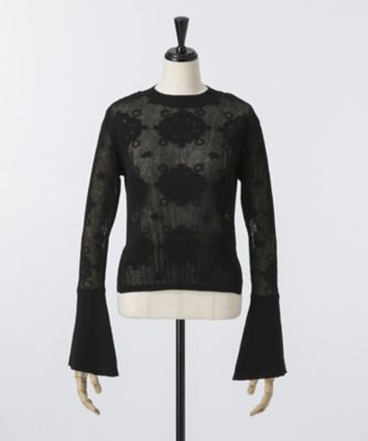 ＜mame/マメ＞ Knit Jacquard Pleated Tops(MM17AW-KN011) ブラック 【三越・伊勢丹/公式】