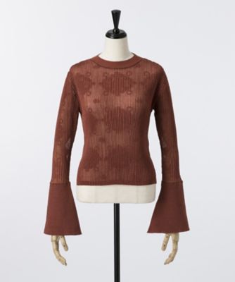 ＜mame/マメ＞ Knit Jacquard Pleated Tops(MM17AW-KN011) テラコッタ 【三越・伊勢丹/公式】